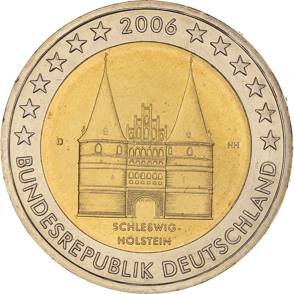 GERMANY - FEDERAL REPUBLIC, 2 Euro, Schleswig Holstein castle, 2006, Munich