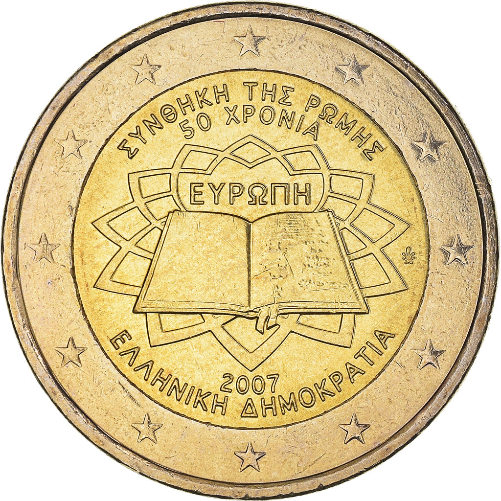 Greece, 2 Euro, Traité de Rome 50 ans, 2007, Athens, MS(60-62), Bi-Metallic
