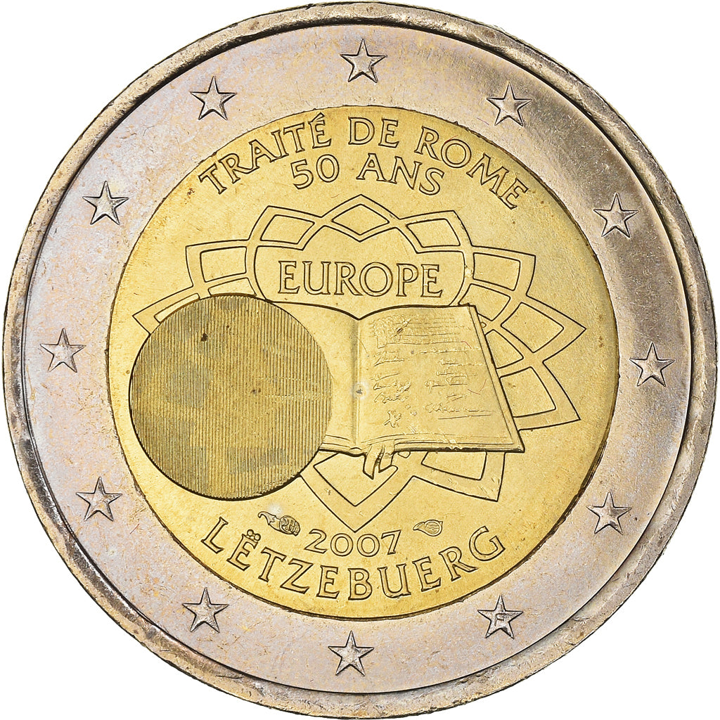 Luxembourg, 2 Euro, Traité de Rome 50 ans, 2007, Paris, MS(63), Bi-Metallic