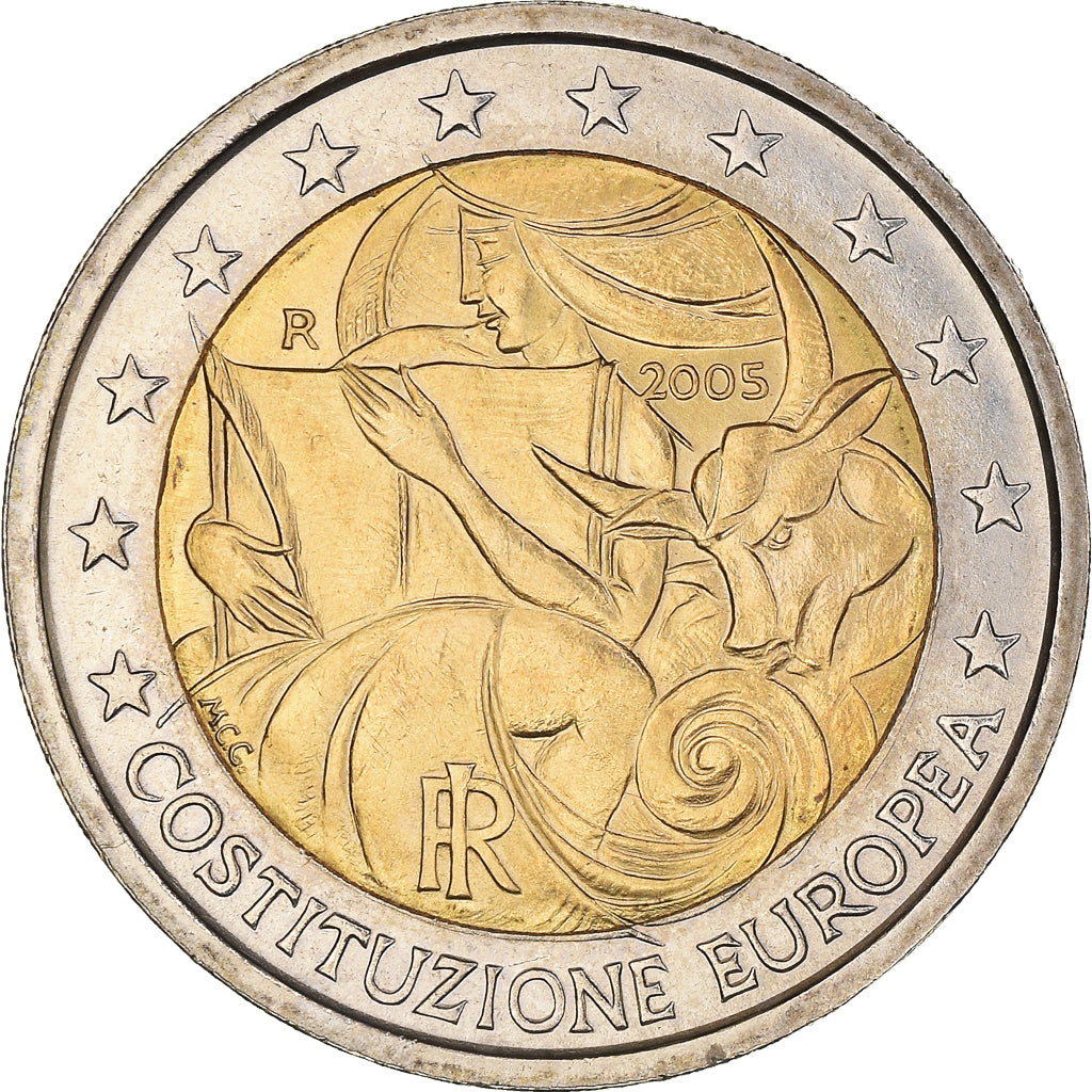Italy, 2 Euro, European Constitution, 2005, Rome, MS(64), Bi-Metallic, KM:245