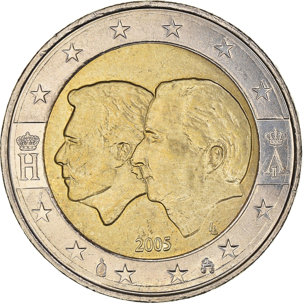 Belgium, 2 Euro, Schengen Agreement, 2005, Brussels, AU(50-53), Bi-Metallic