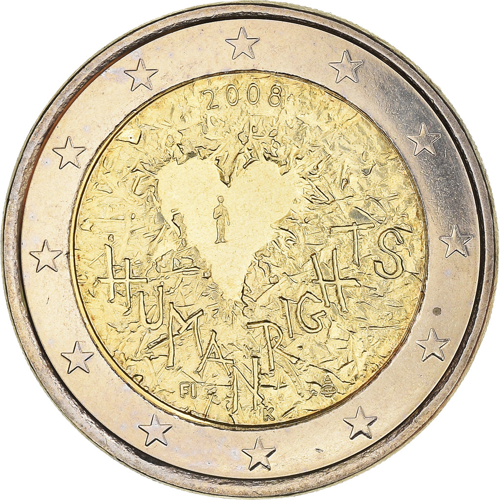 Finland, 2 Euro, Human Rights, 2008, Vantaa, MS(60-62), Bi-Metallic, KM:143