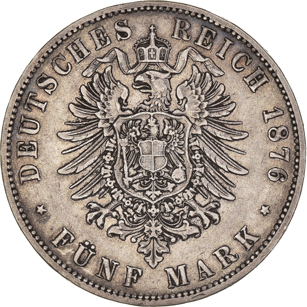 Coin, German States, PRUSSIA, Wilhelm I, 5 Mark, 1876, Berlin, VF(30-35)