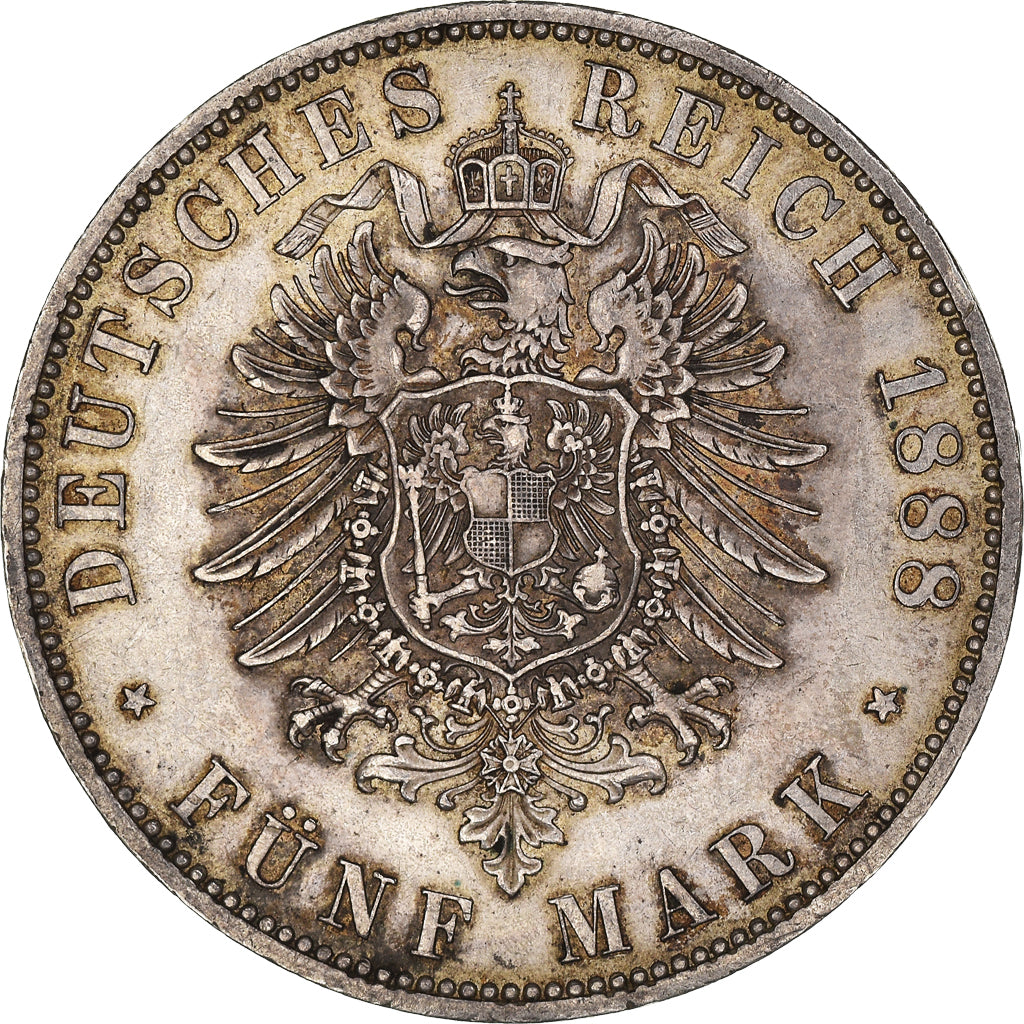Coin, German States, PRUSSIA, Friedrich III, 5 Mark, 1888, Berlin, AU(50-53)