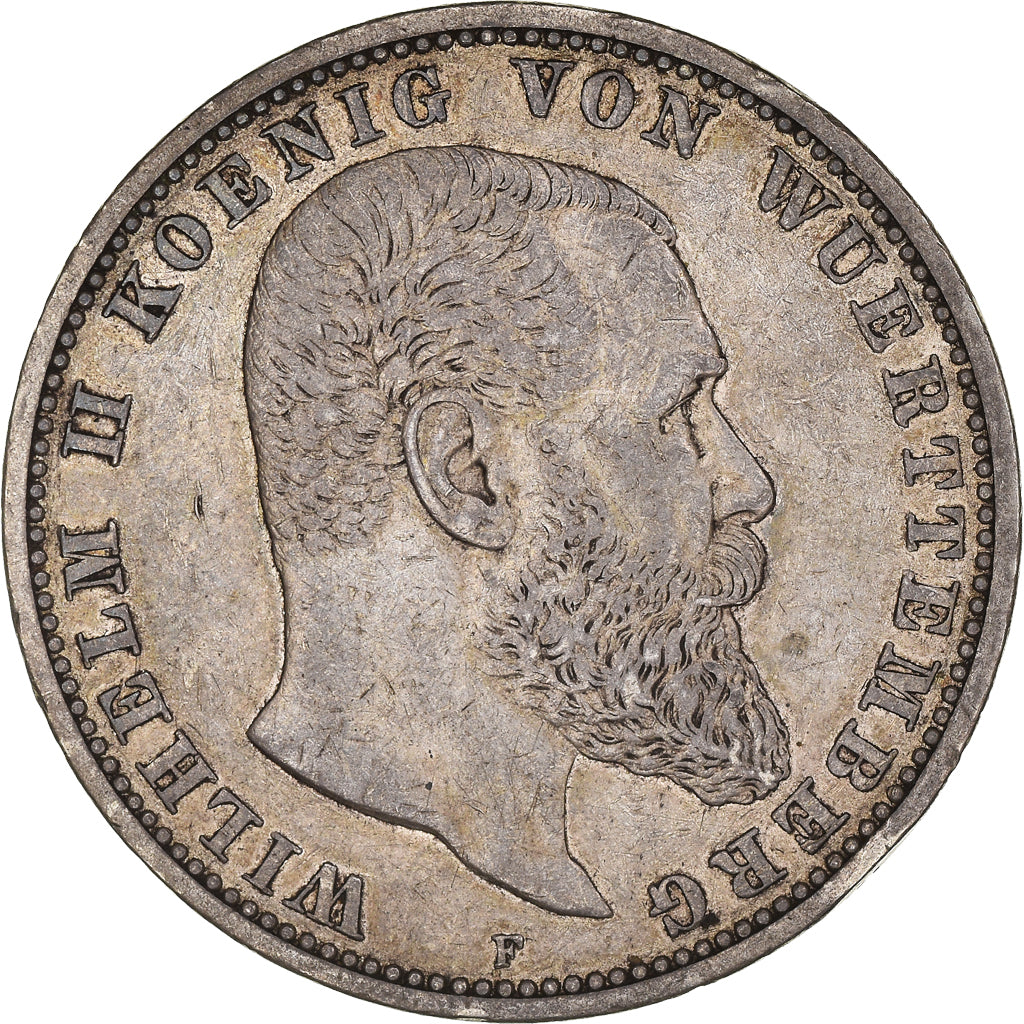 Coin, German States, WURTTEMBERG, Wilhelm II, 5 Mark, 1904, Freudenstadt