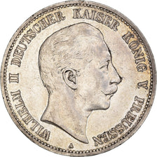 Coin, German States, PRUSSIA, Wilhelm II, 5 Mark, 1908, Berlin, AU(50-53)