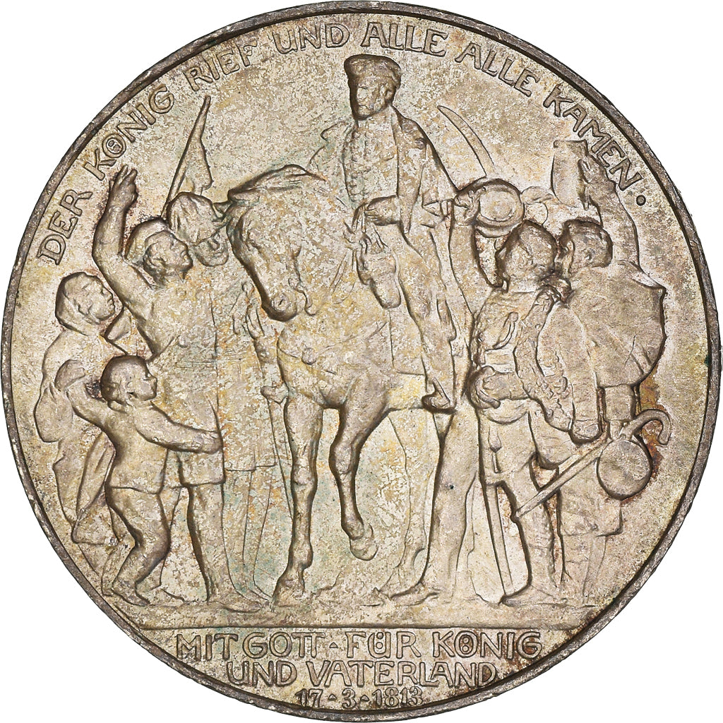 Coin, German States, PRUSSIA, Wilhelm II, 3 Mark, 1913, Berlin, AU(50-53)
