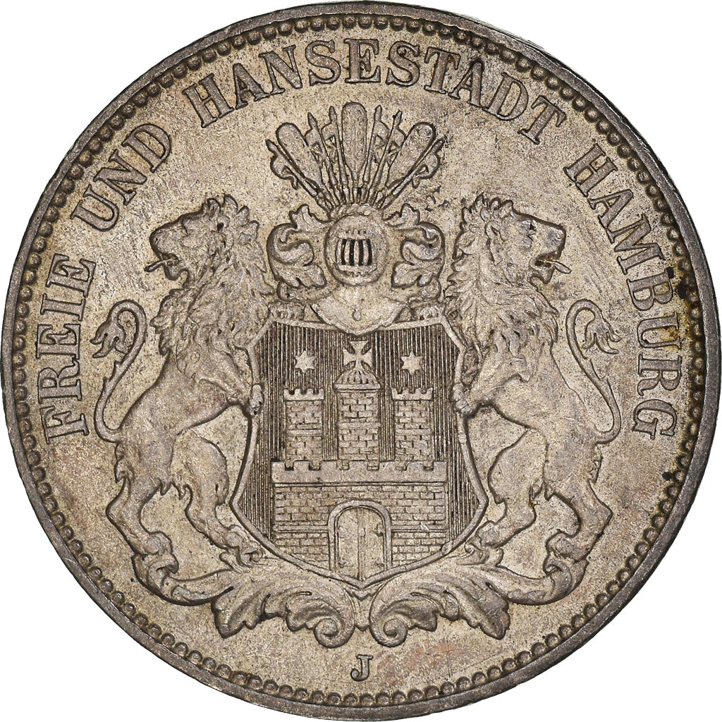 Coin, German States, HAMBURG, 3 Mark, 1914, Hamburg, EF(40-45), Silver, KM:620
