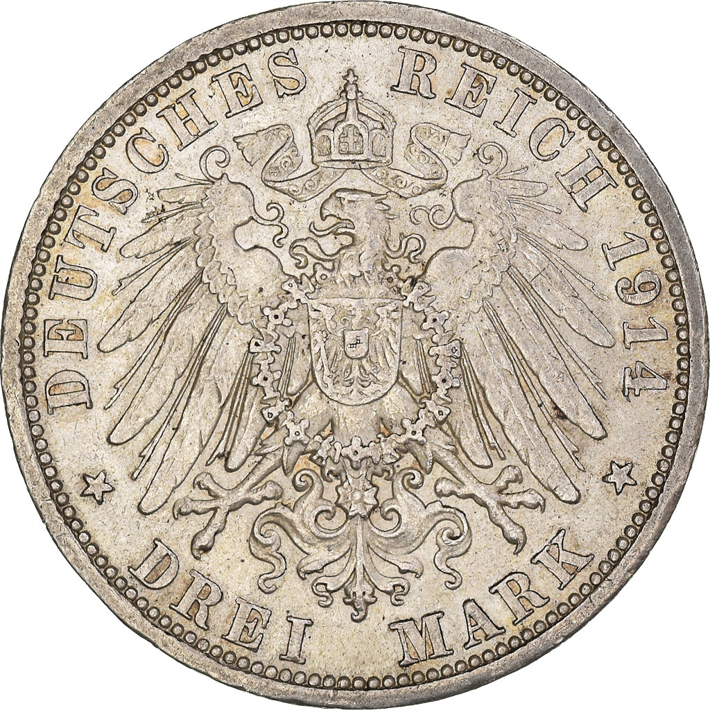 Moneta, Landy niemieckie, PRUSSIA, Wilhelm II, 3 Mark, 1914, Berlin, AU(55-58)