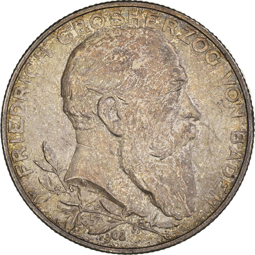 Münze, Deutsch Staaten, BADEN, Friedrich I, 2 Mark, 1902, Karlsruhe, SS+
