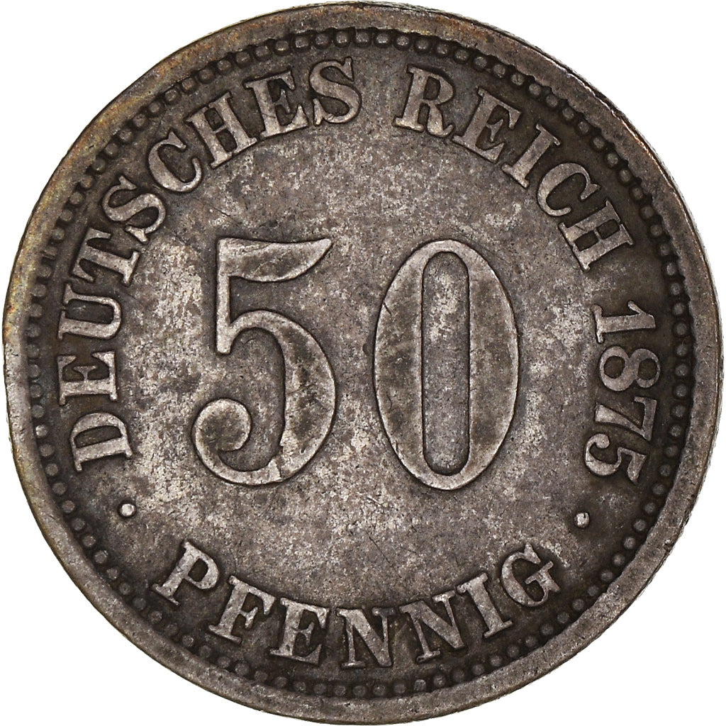 Moneta, GERMANIA - IMPERO, Wilhelm I, 50 Pfennig, 1875, Berlin, BB, Argento
