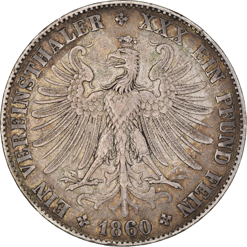 Coin, German States, FRANKFURT AM MAIN, Thaler, 1860, Frankfurt, EF(40-45)