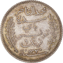 Coin, Tunisia, Muhammad al-Nasir Bey, Franc, 1912, Paris, MS(63), Silver, KM:238