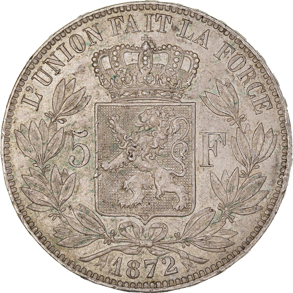Coin, Belgium, Leopold II, 5 Francs, 5 Frank, 1872, EF(40-45), Silver, KM:24