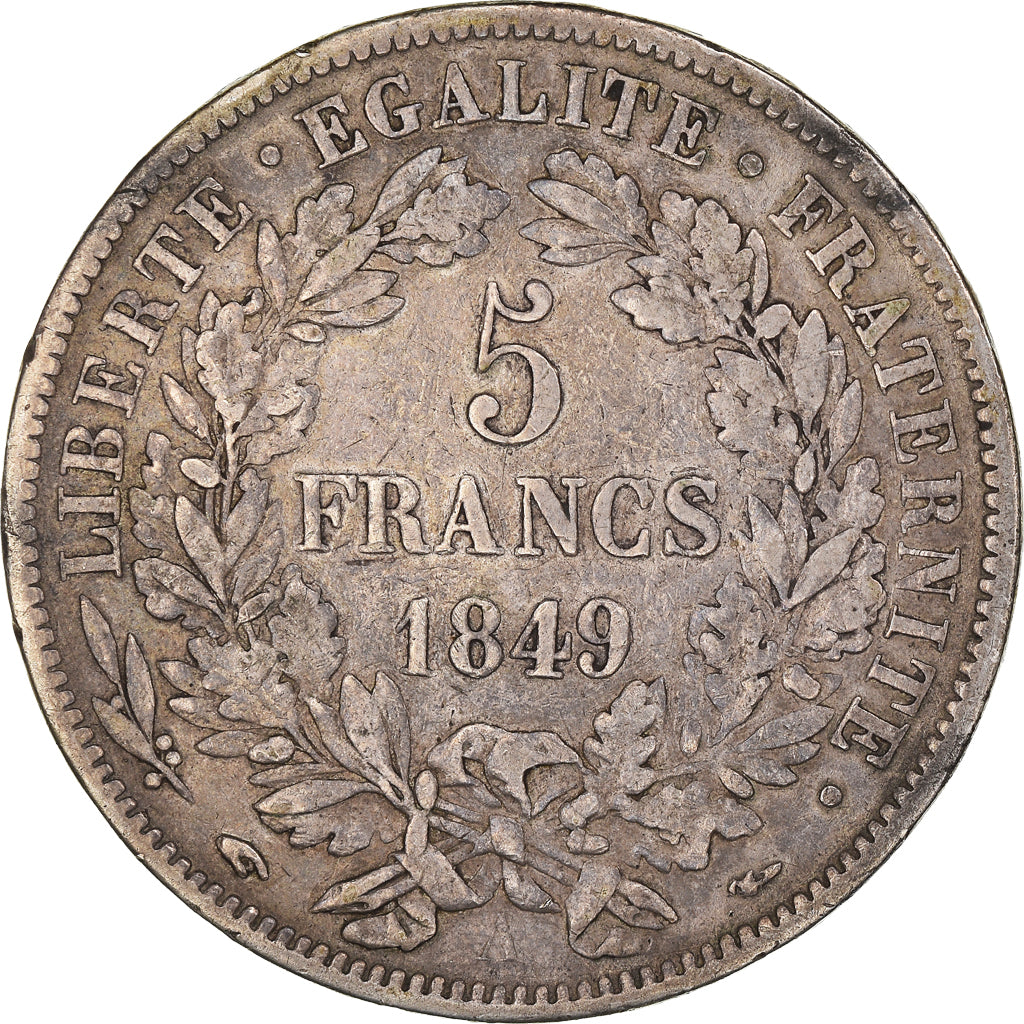 Coin, France, Cérès, 5 Francs, 1849, Paris, VF(30-35), Silver, KM:761.1