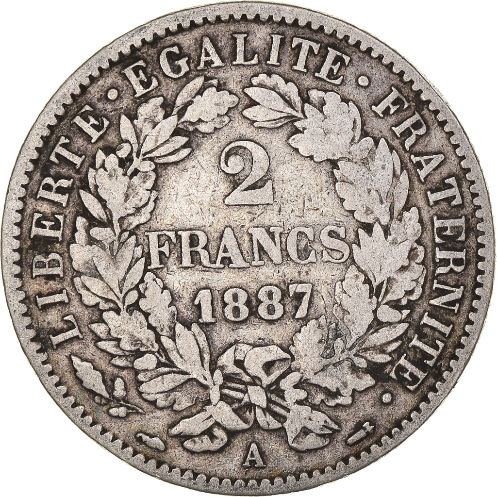 Monnaie, France, Cérès, 2 Francs, 1887, Paris, TB+, Argent, Gadoury:530a