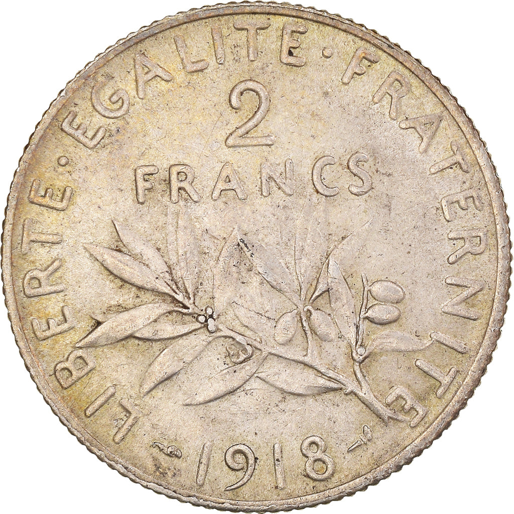 Coin, France, Semeuse, 2 Francs, 1918, Paris, EF(40-45), Silver, KM:845.1