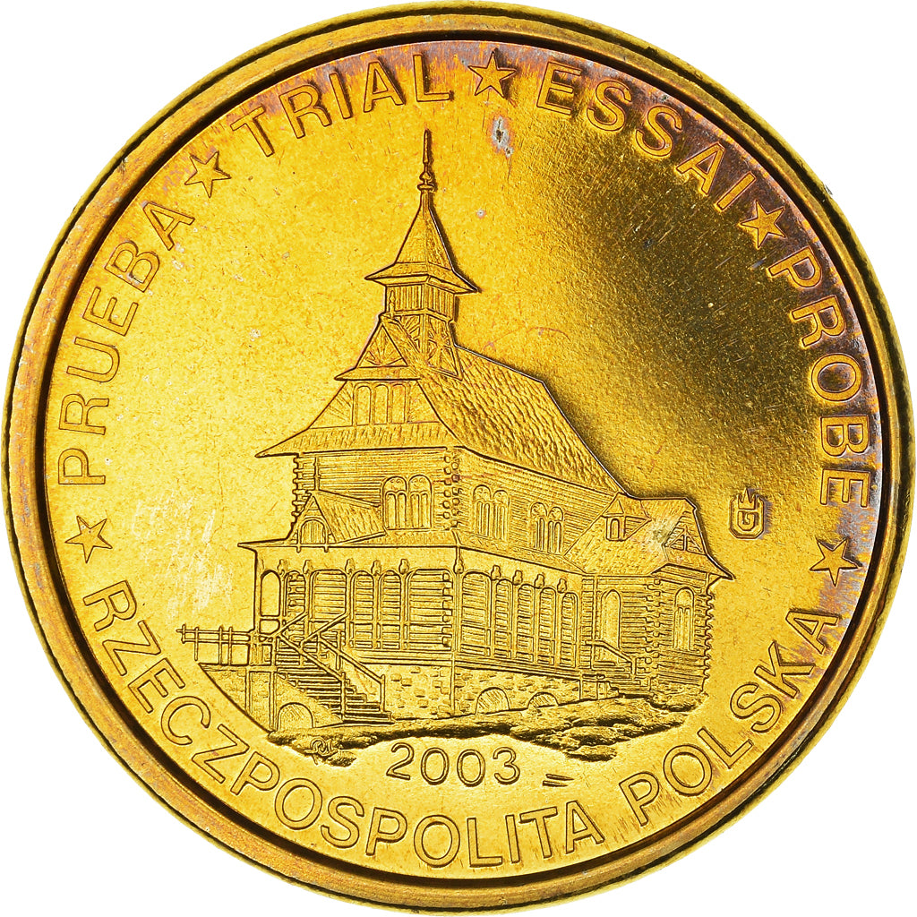 Poland, 10 Euro Cent, 2003, unofficial private coin, MS(63), Brass