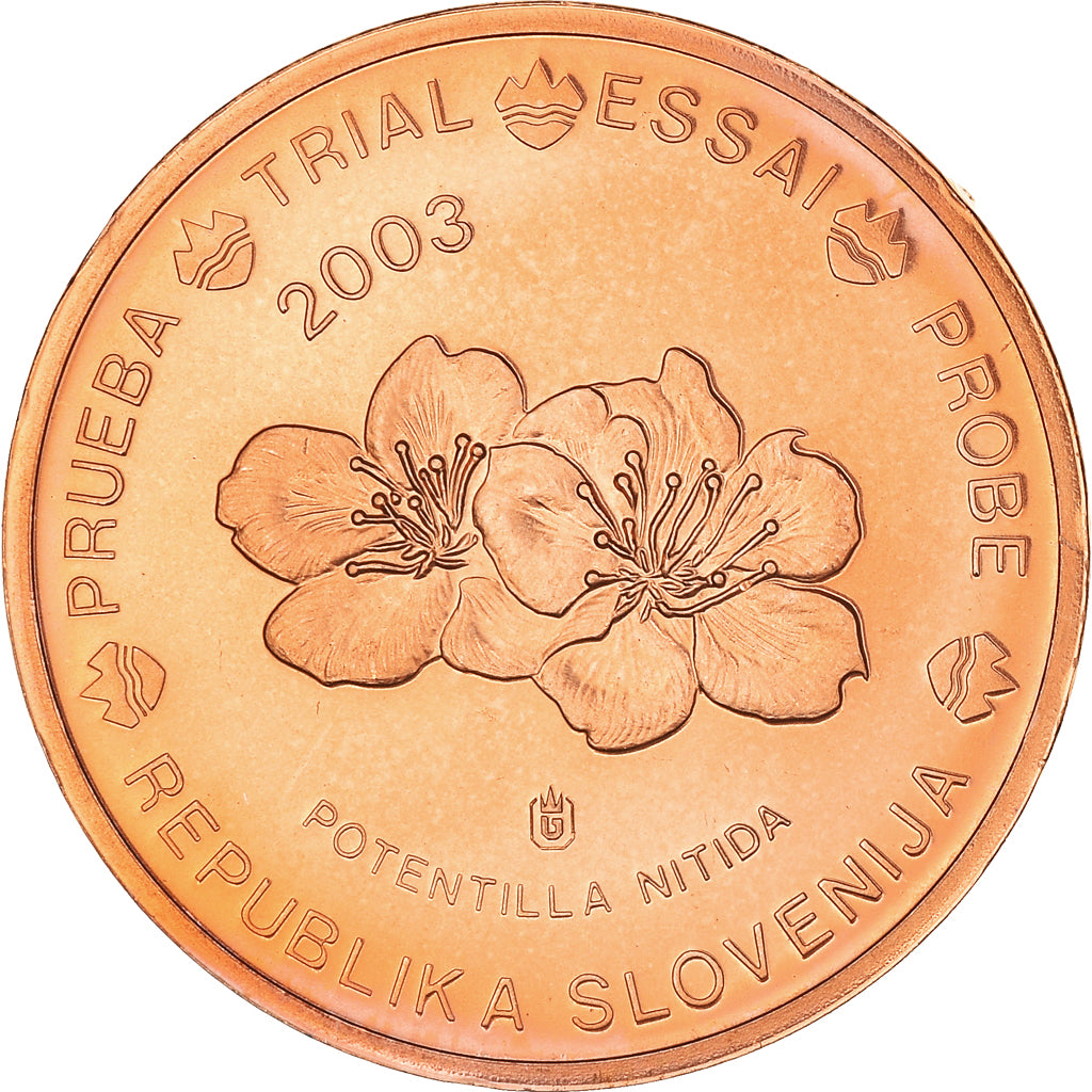 Eslovenia, 2 Euro Cent, 2003, unofficial private coin, SC+, Cobre chapado en