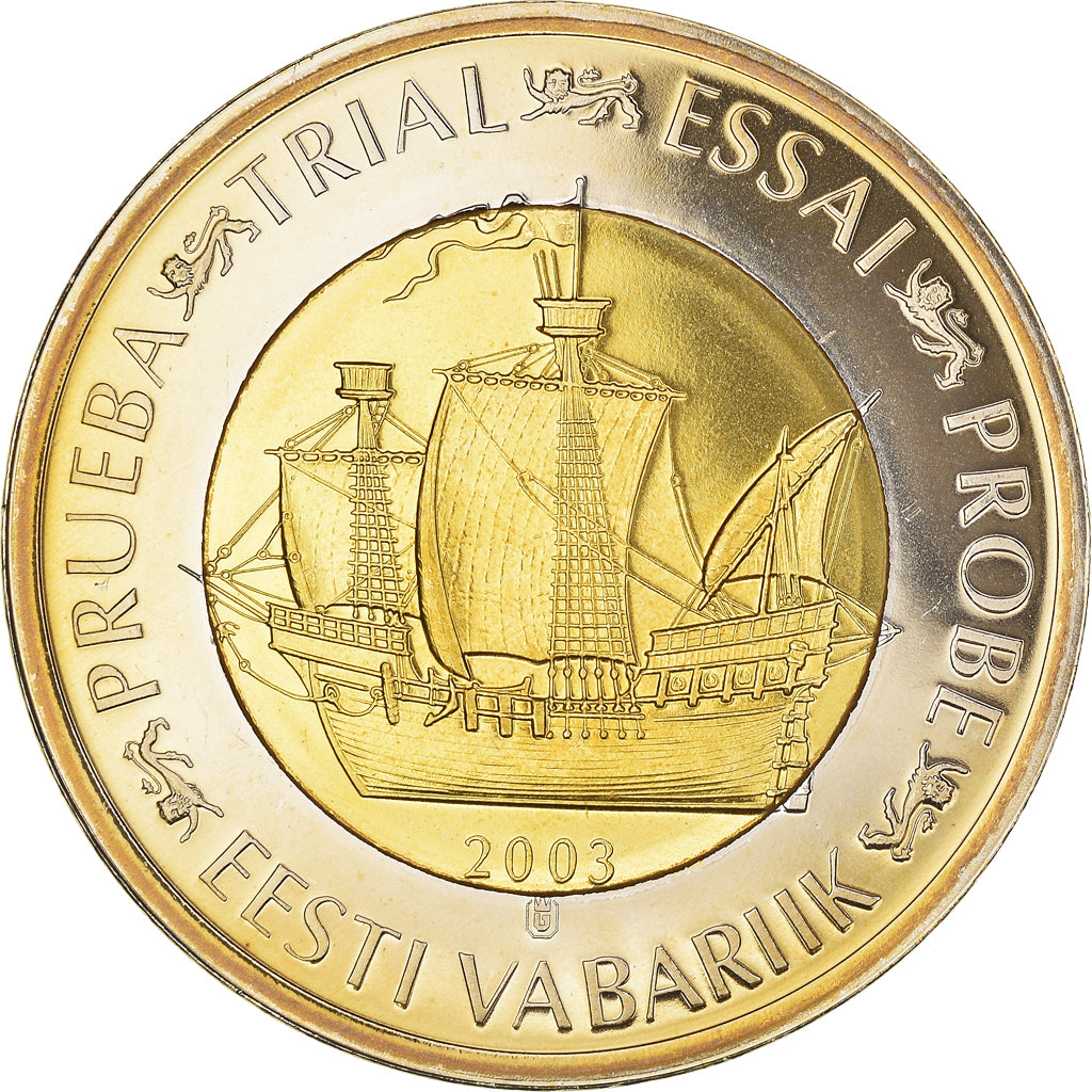 Estonia, 2 Euro, 2003, unofficial private coin, MS(65-70), Copper Plated Steel