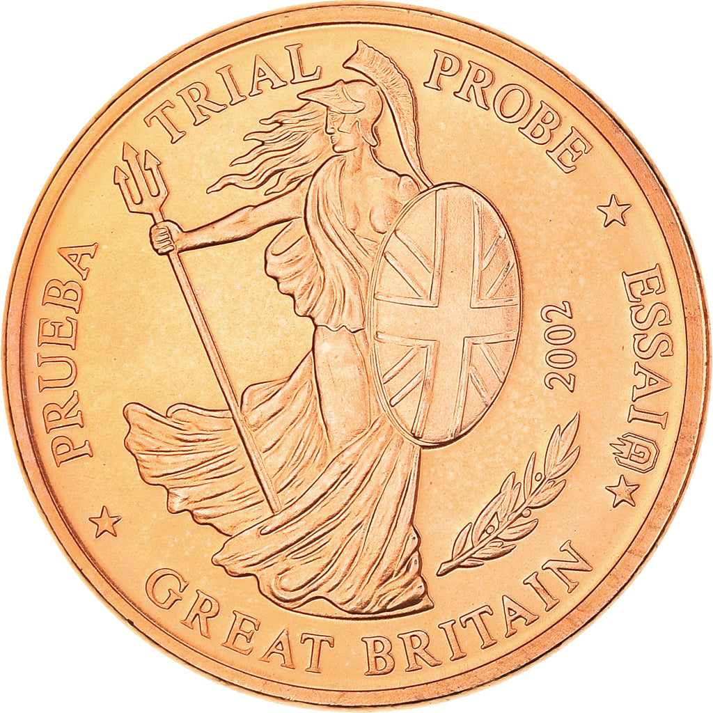 Großbritannien, Euro Cent, 2002, unofficial private coin, STGL, Copper Plated
