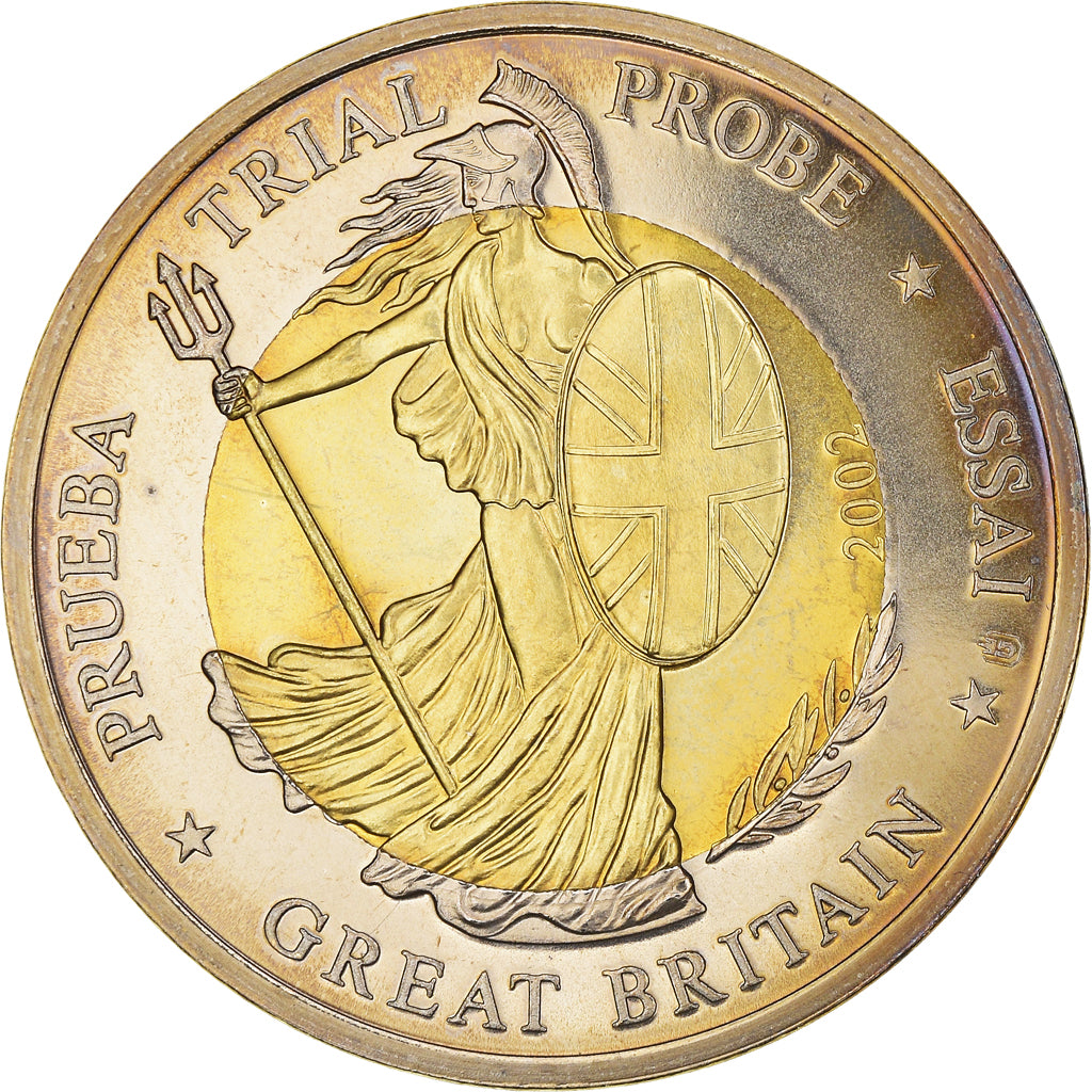 Großbritannien, 2 Euro, 2002, unofficial private coin, UNZ+, Copper Plated