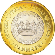 Denmark, Euro, 2002, unofficial private coin, MS(64), Copper Plated Steel