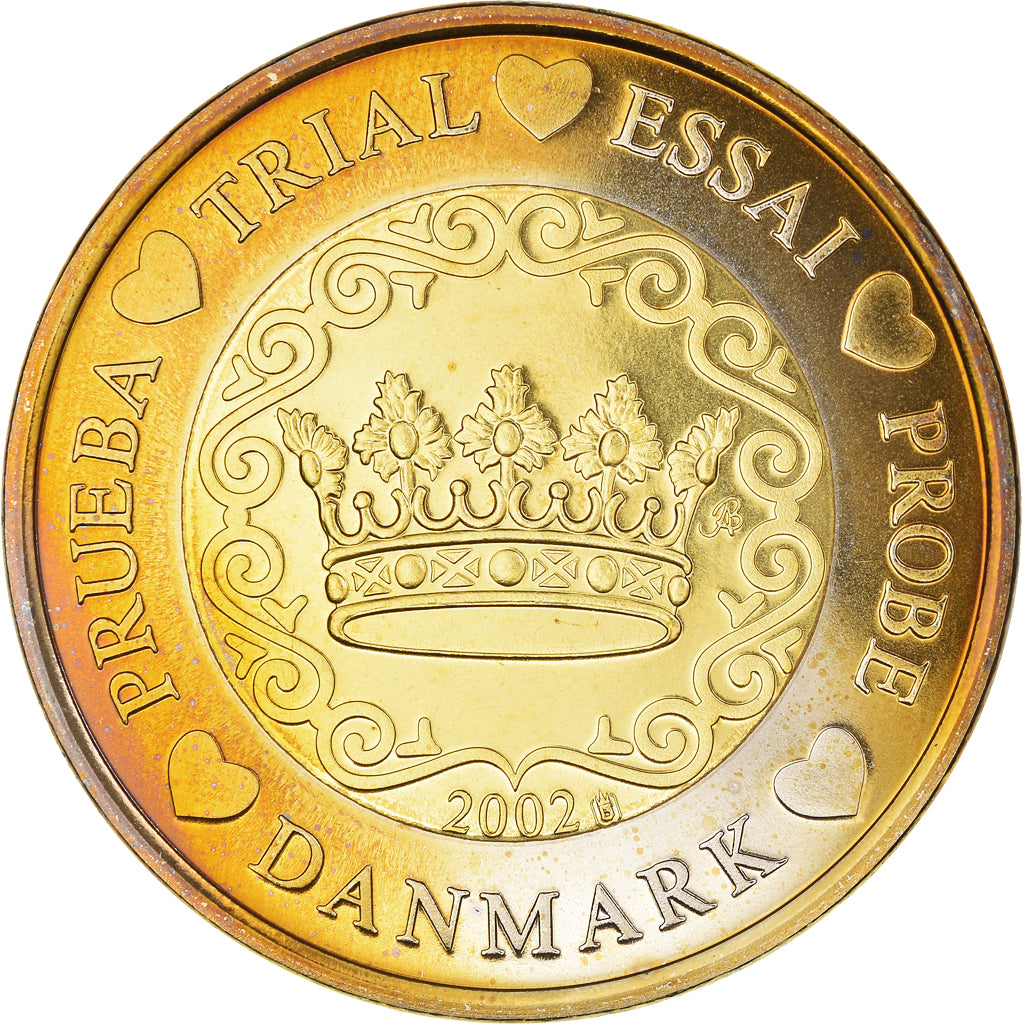 Denmark, 2 Euro, 2002, unofficial private coin, MS(64), Copper Plated Steel