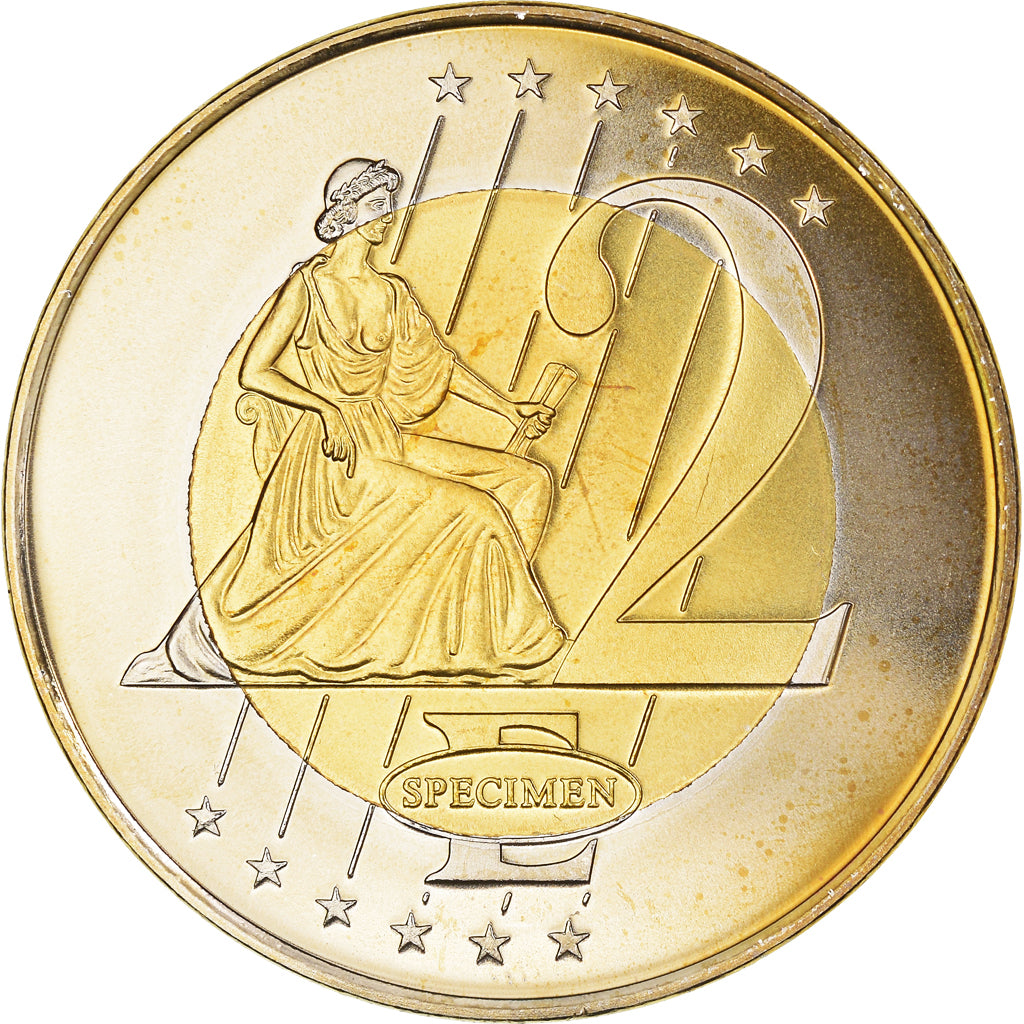 Denmark, 2 Euro, 2002, unofficial private coin, MS(64), Copper Plated Steel
