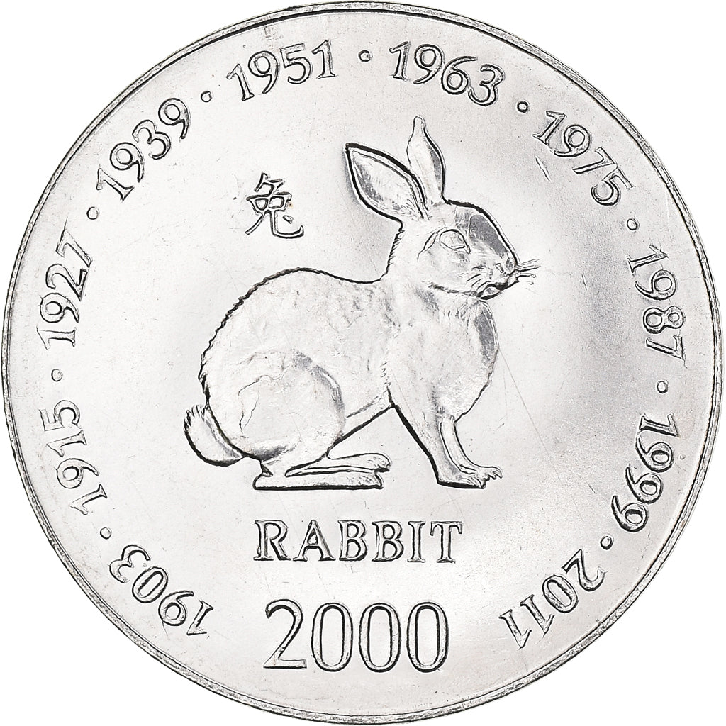 Coin, Somalia, 10 Shillings / Scellini, 2000, MS(63), Nickel Clad Steel, KM:93