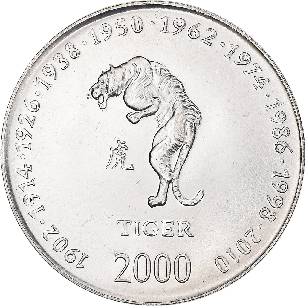 Coin, Somalia, 10 Shillings / Scellini, 2000, MS(63), Nickel Clad Steel, KM:92