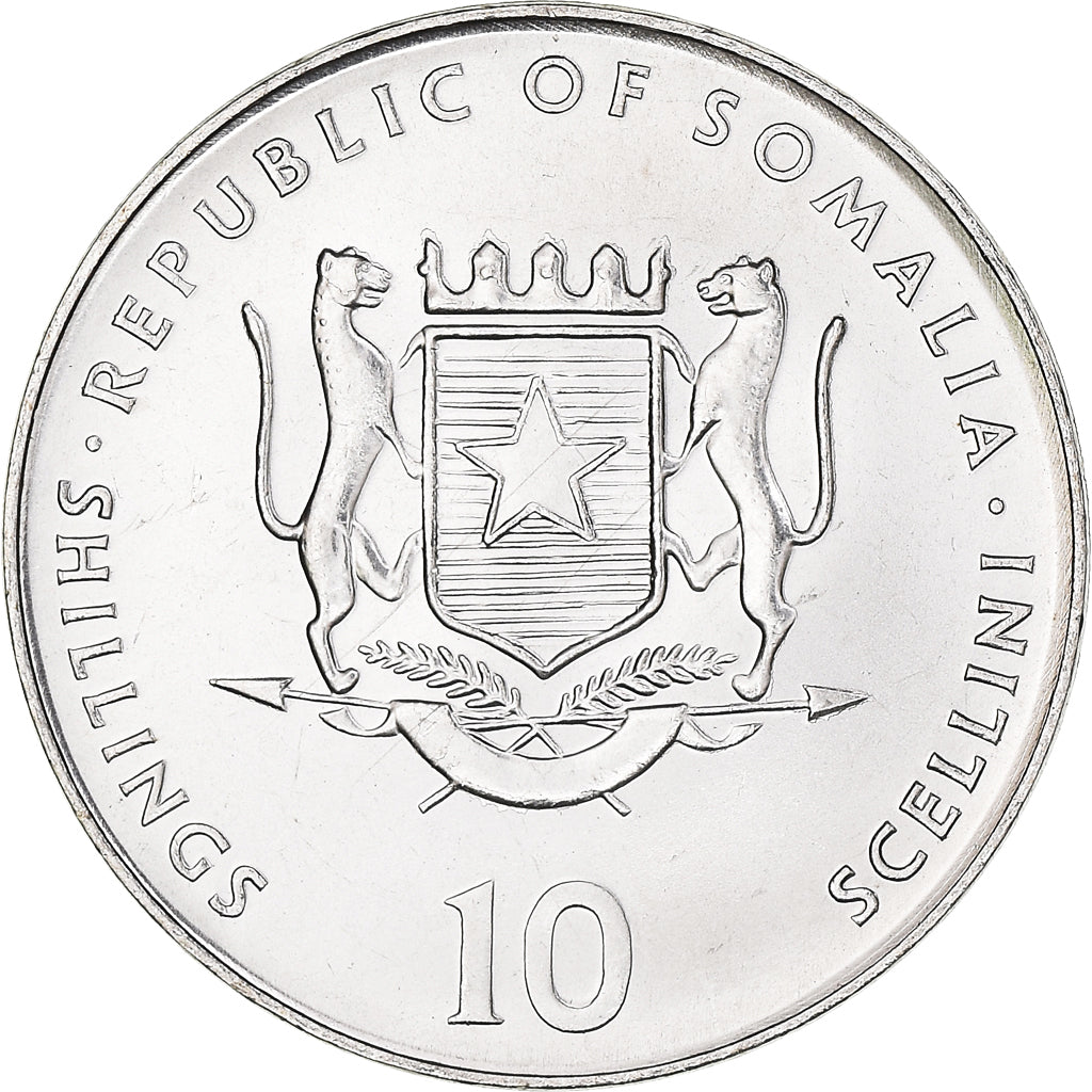 Monnaie, Somalie, 10 Shillings / Scellini, 2000, SPL, Nickel Clad Steel, KM:91