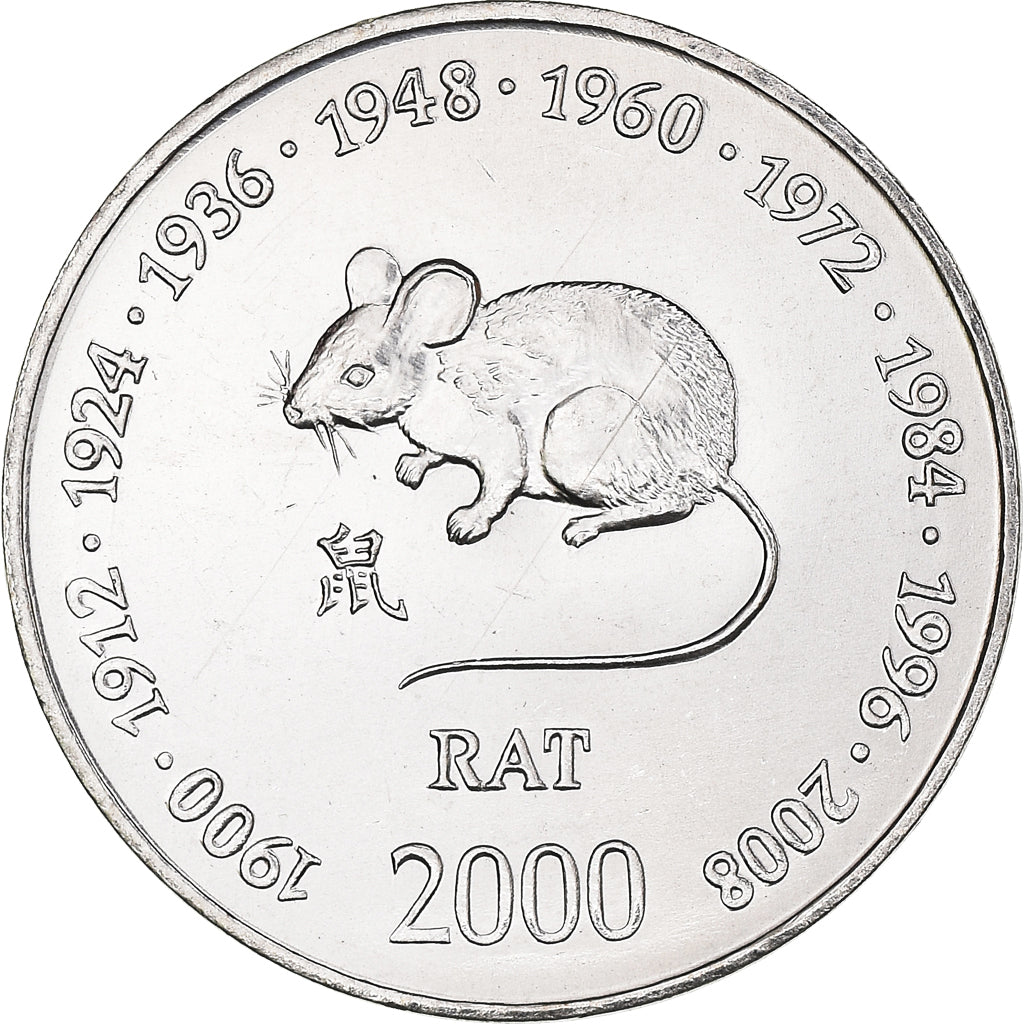 Coin, Somalia, 10 Shillings / Scellini, 2000, MS(63), Nickel Clad Steel, KM:90