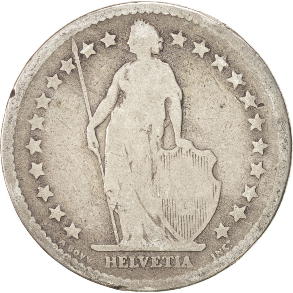 Münze, Schweiz, 2 Francs, 1874, Bern, SGE, Silber, KM:21