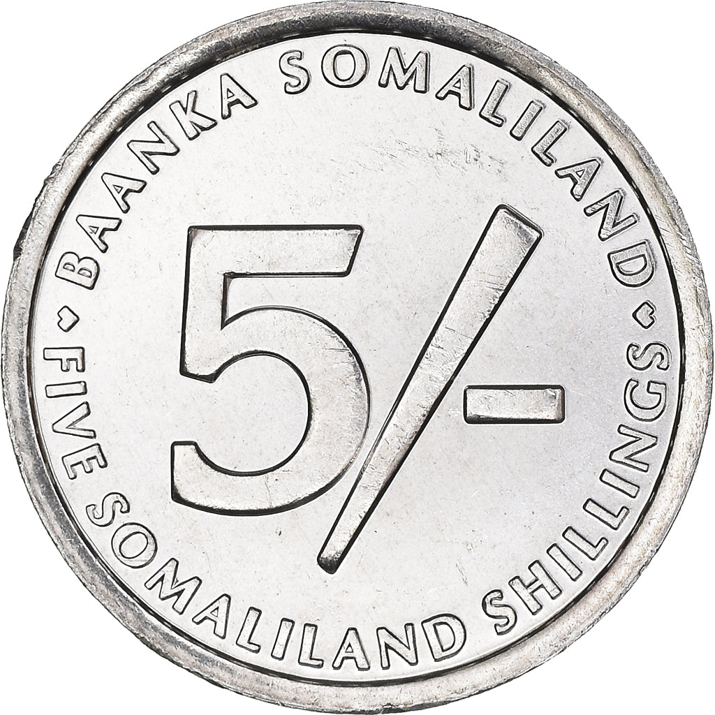Coin, Somaliland, 5 Shillings, 2002, MS(63), Aluminum, KM:5