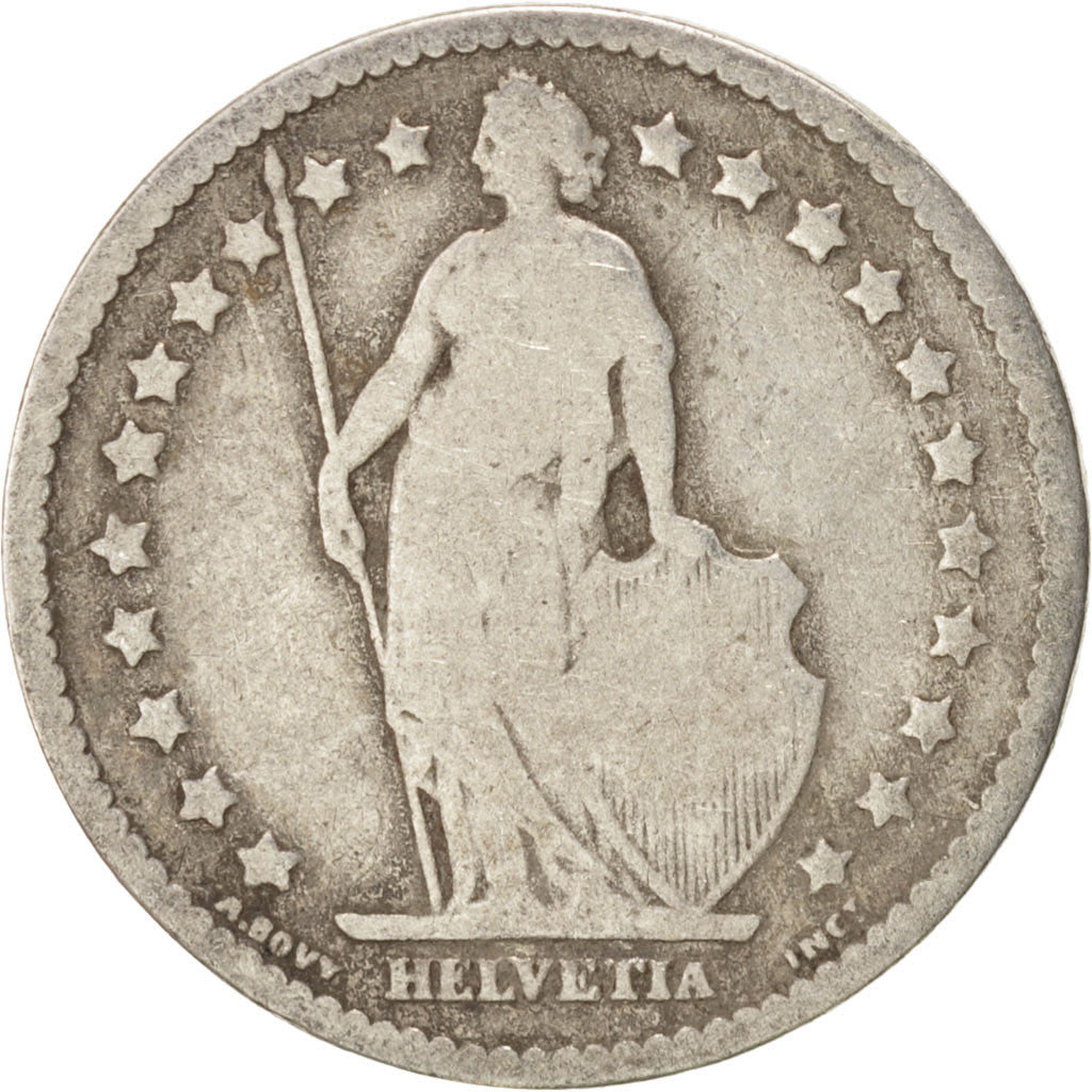 Suisse, Confédération helvétique, 1 Franc, 1877 B, Berne, KM 24