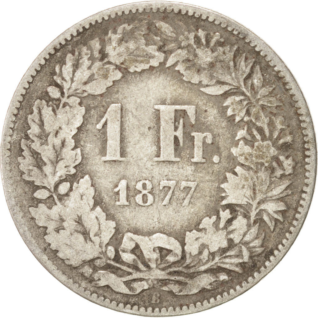 Suisse, Confédération helvétique, 1 Franc, 1877 B, Berne, KM 24