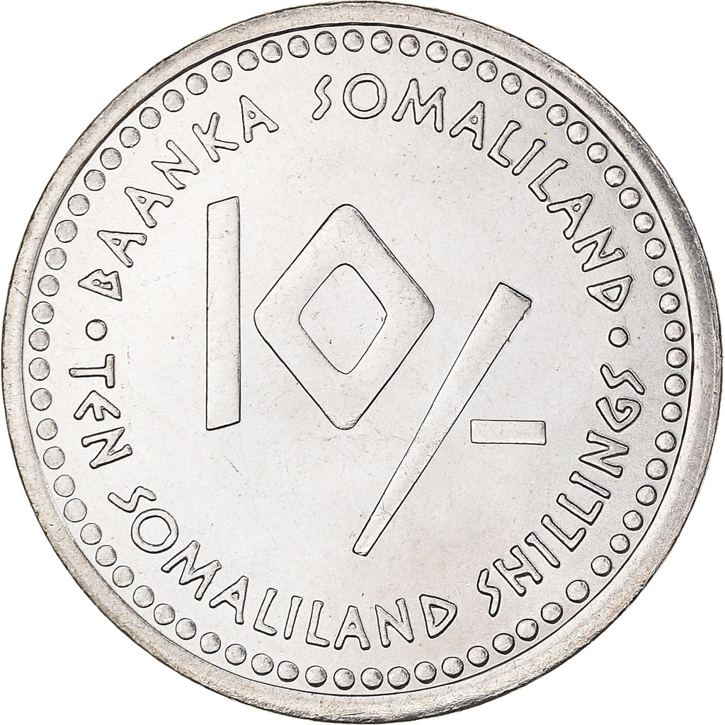 Coin, Somaliland, 10 Shillings, 2006, MS(63), Stainless Steel, KM:16