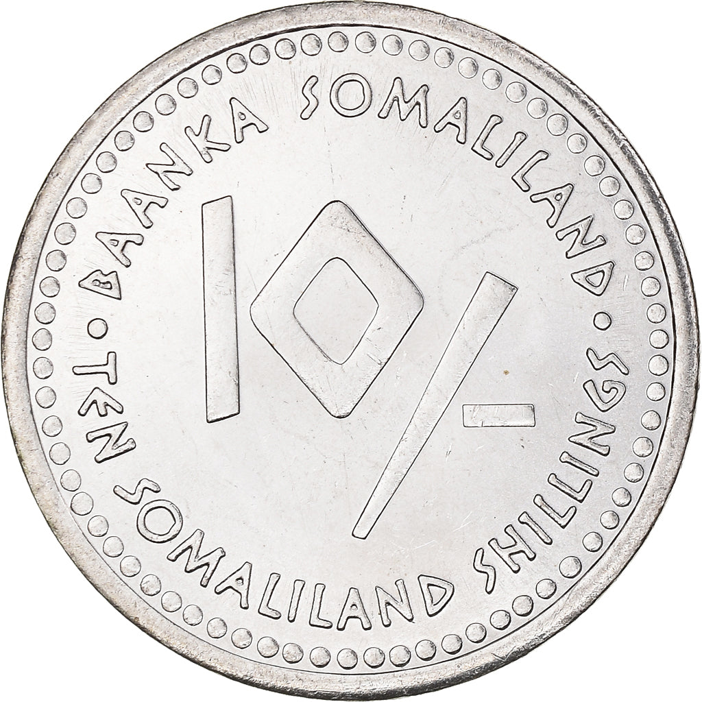 Coin, Somaliland, 10 Shillings, 2006, MS(63), Stainless Steel, KM:12