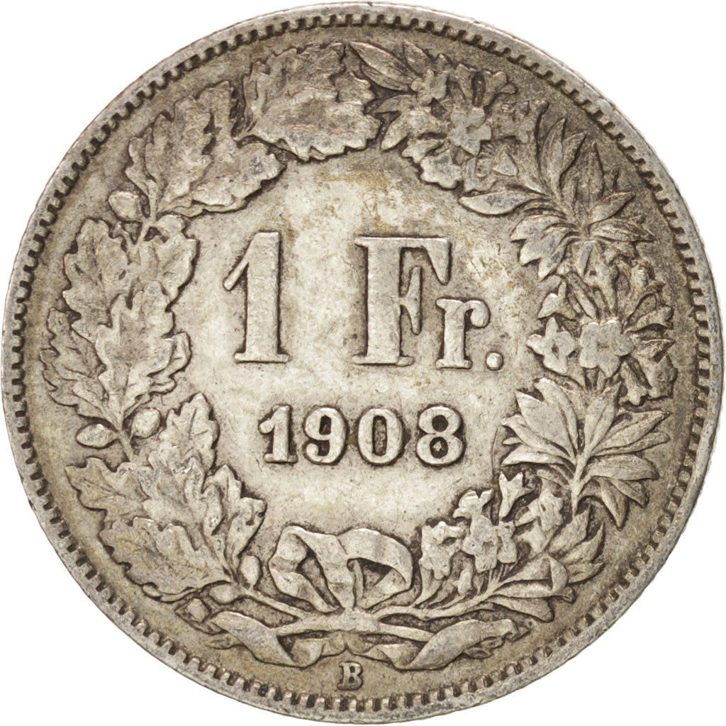 Moneta, Szwajcaria, Franc, 1908, Bern, EF(40-45), Srebro, KM:24