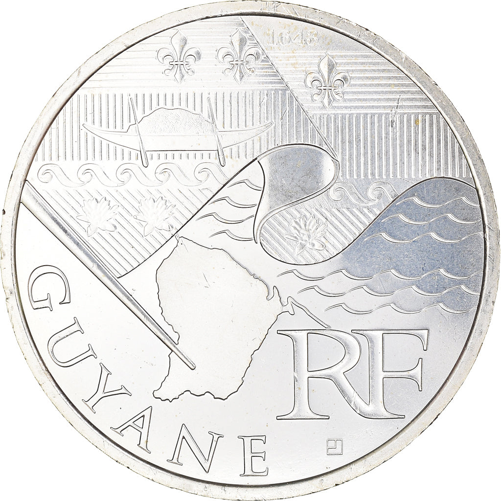 France, 10 Euro, Guyane, 2010, Paris, MS(63), Silver, KM:1654