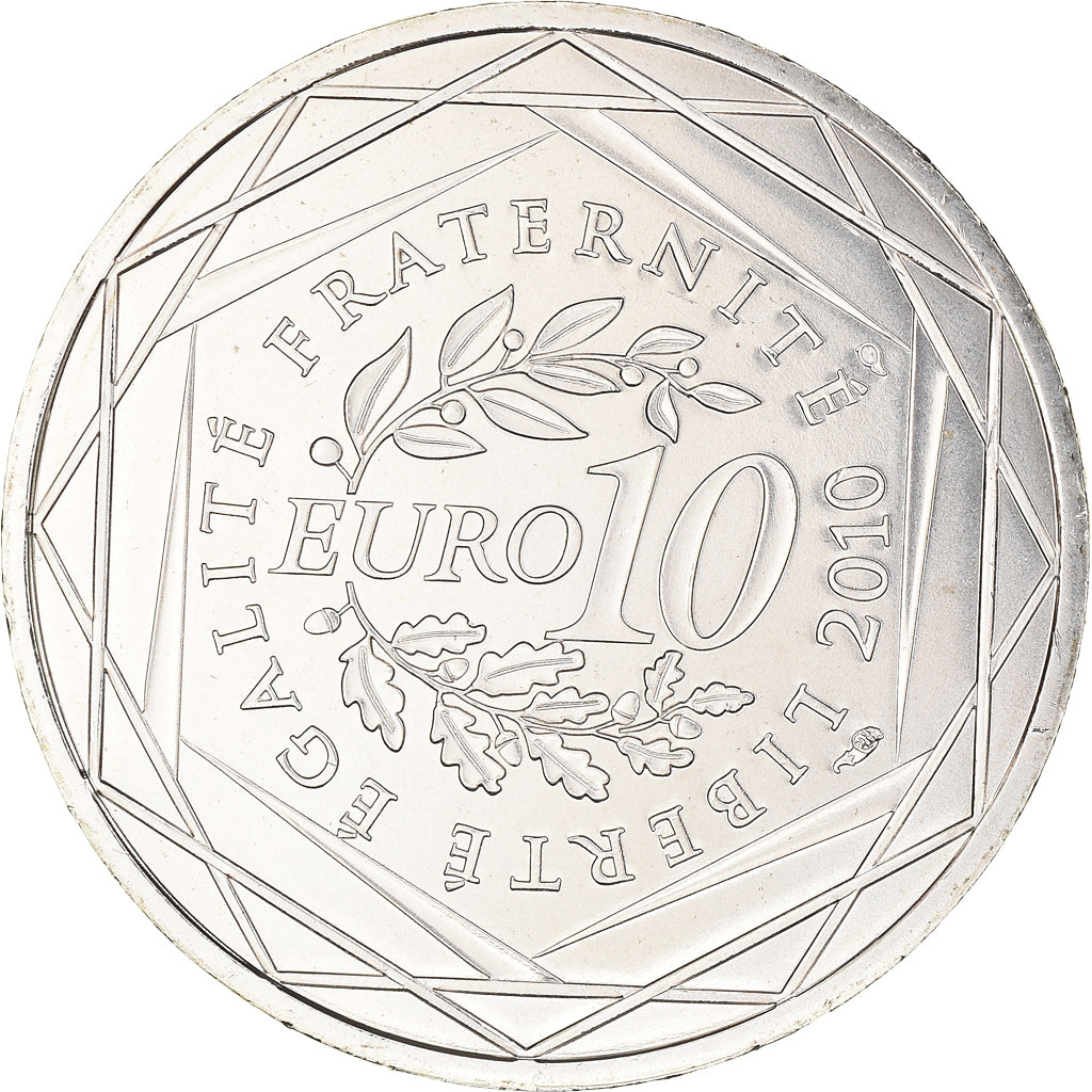France, 10 Euro, 2010, Paris, MS(65-70), Silver, KM:1665