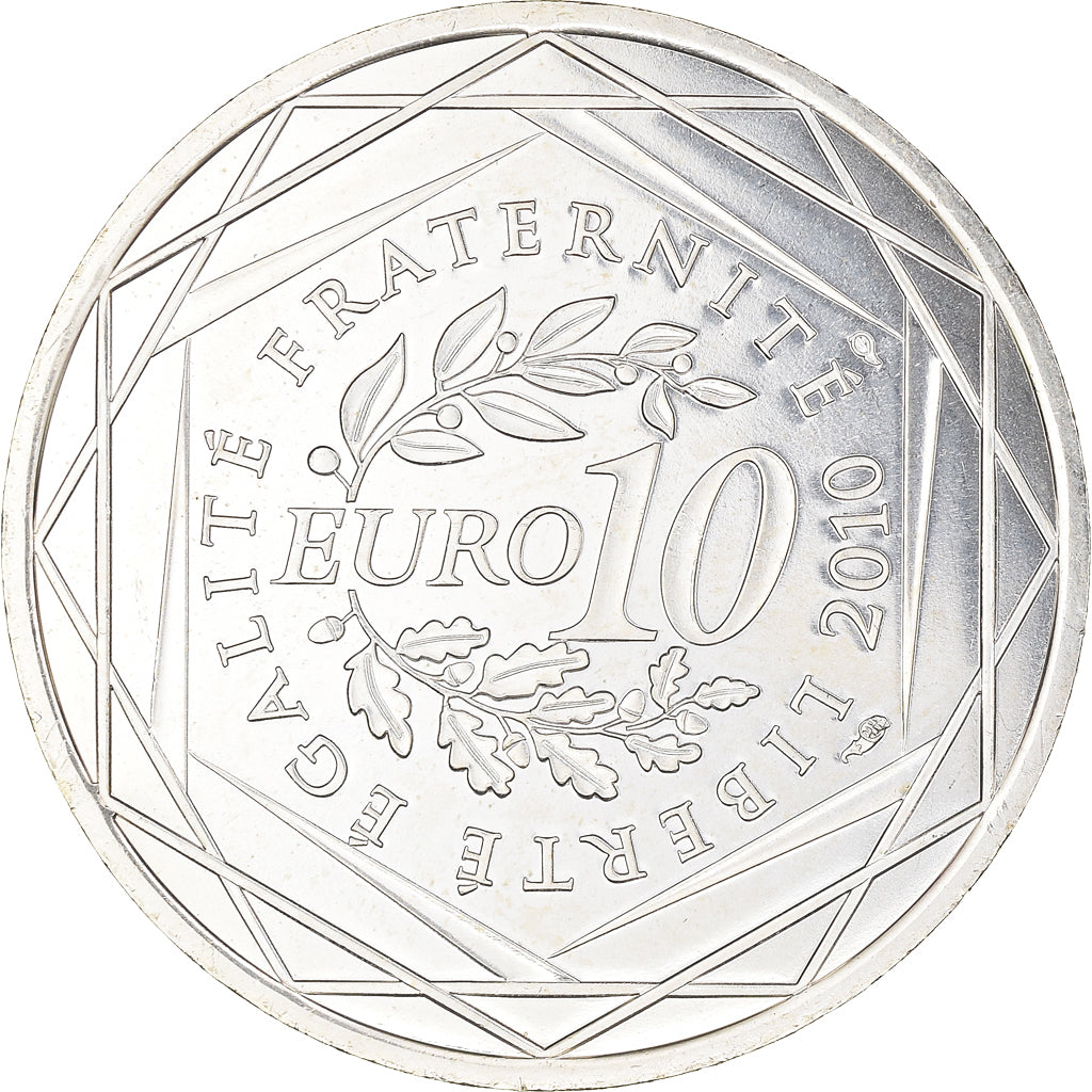 France, 10 Euro, 2010, Paris, MS(64), Silver, KM:1647