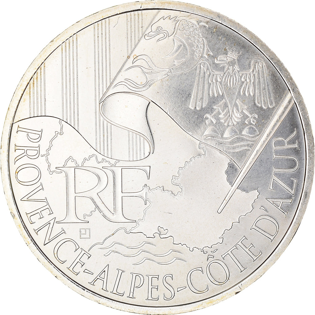 France, 10 Euro, Provence-Alpes-Cote d'Azur, 2010, Paris, MS(64), Silver