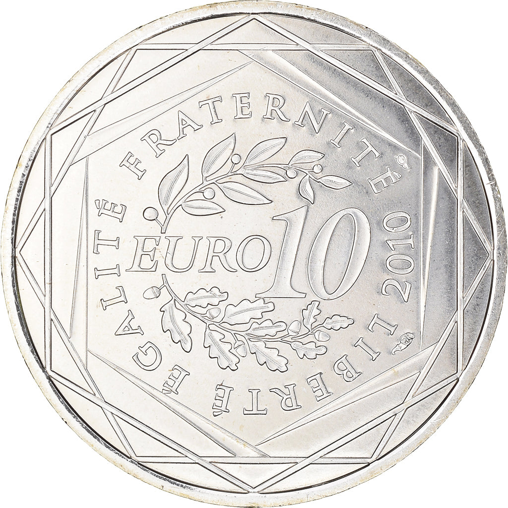 France, 10 Euro, Provence-Alpes-Cote d'Azur, 2010, Paris, MS(64), Silver