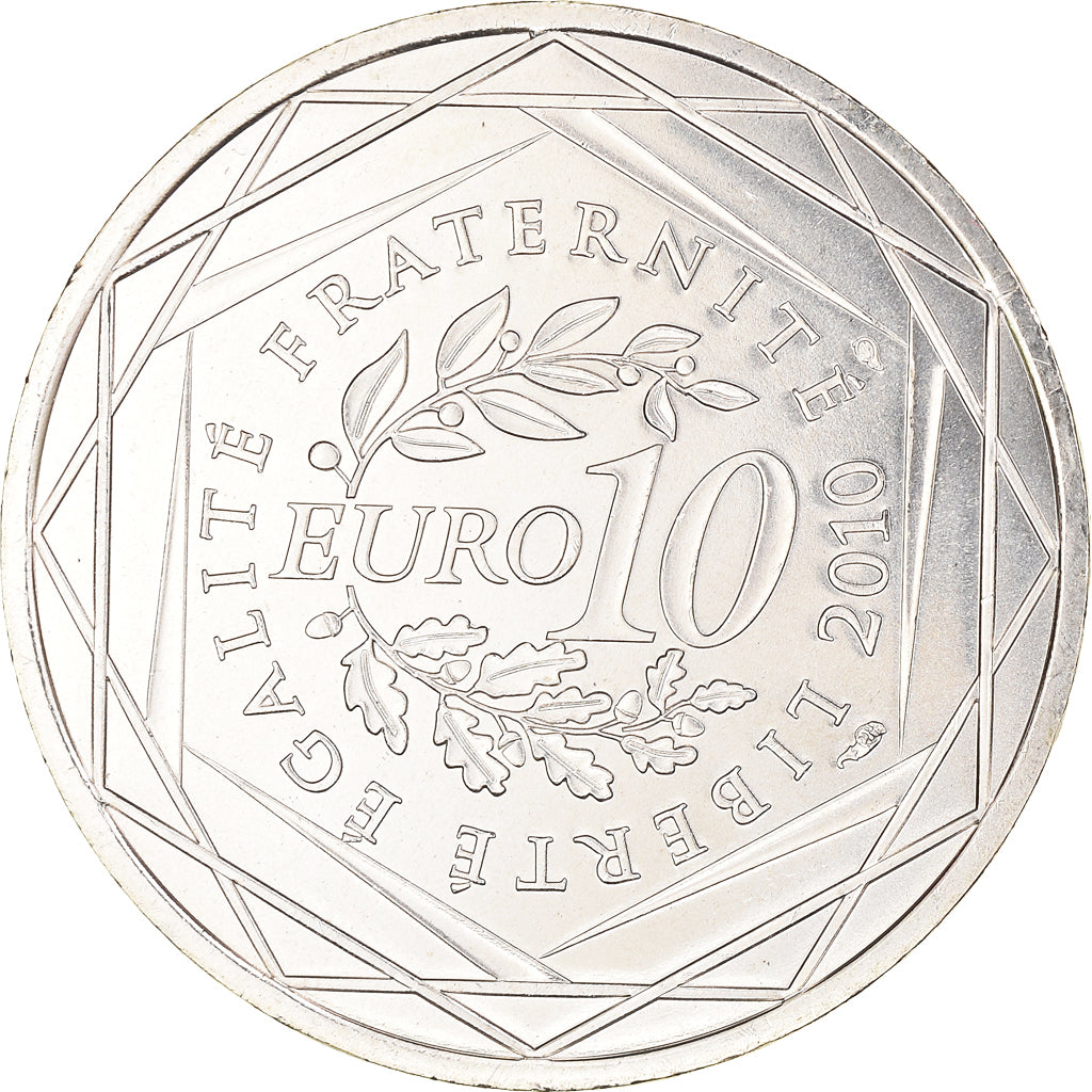 France, 10 Euro, Languedoc-Rousillon, 2010, Paris, MS(63), Silver, KM:1659