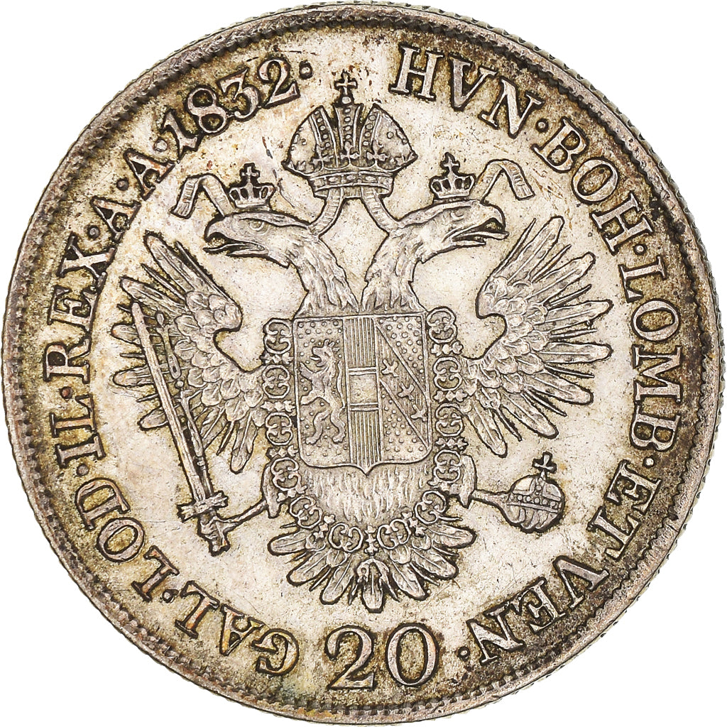 Coin, Austria, Franz II (I), 20 Kreuzer, 1832, Vienna, AU(50-53), Silver