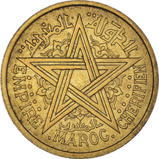 Coin, Morocco, Mohammed V, 2 Francs, 1945, Paris, EF(40-45), Aluminum-Bronze