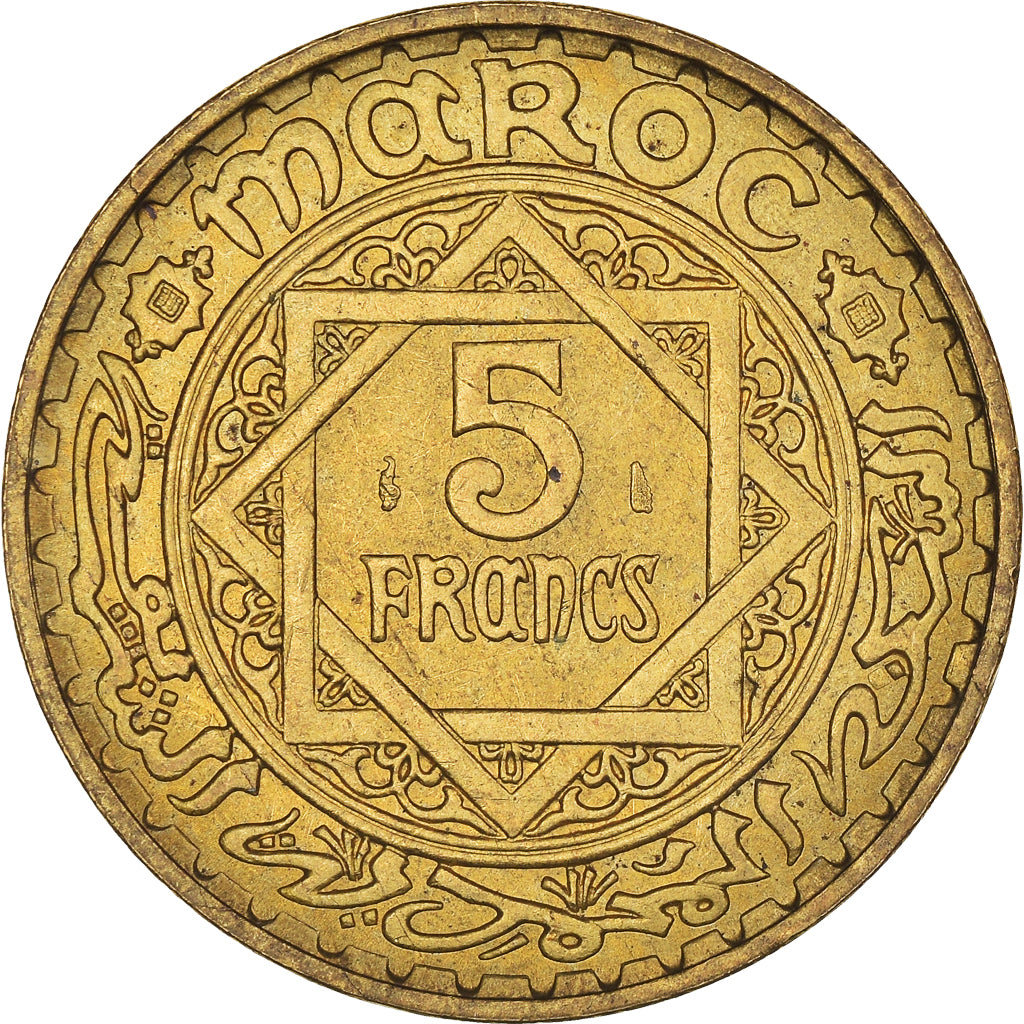 Coin, Morocco, Mohammed V, 5 Francs, 1945/AH1365, Paris, AU(50-53)