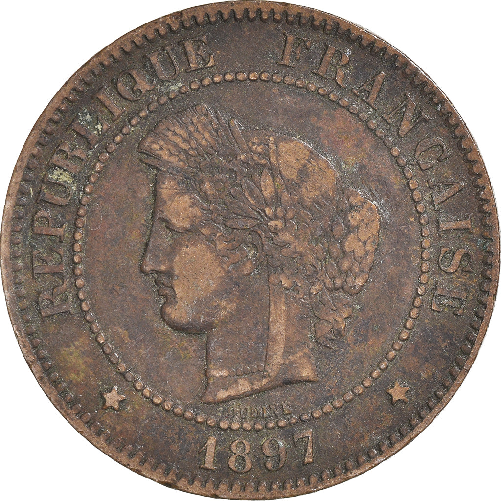 Moneta, Francia, Cérès, 5 Centimes, 1897, Paris, MB, Bronzo, KM:821.1
